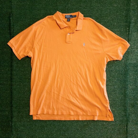 VINTAGE POLO BY RALPH LAUREN MENS POLO ORANGE BLUE SHORT SLEEVE CASUAL SIZE XXL - Picture 1 of 5